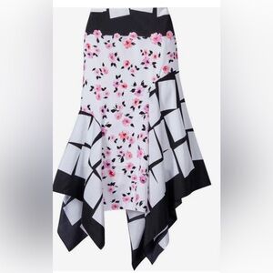 Carlisle size 2 “Etoile” Floral Asymmetrical handkerchief hemline skirt